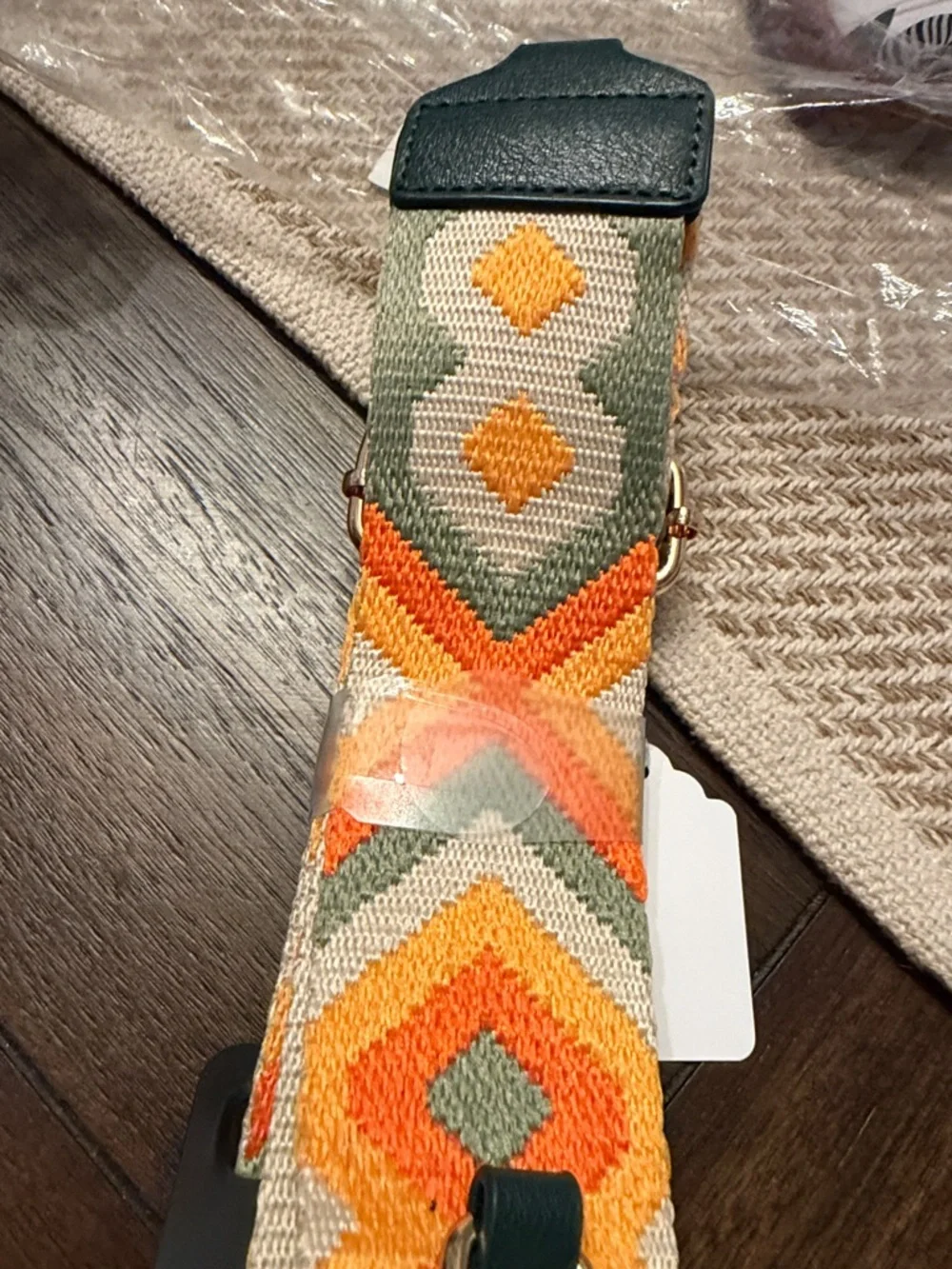 Nicole Lee Orange, Green & Cream Woven Multi-Use Phone Strap